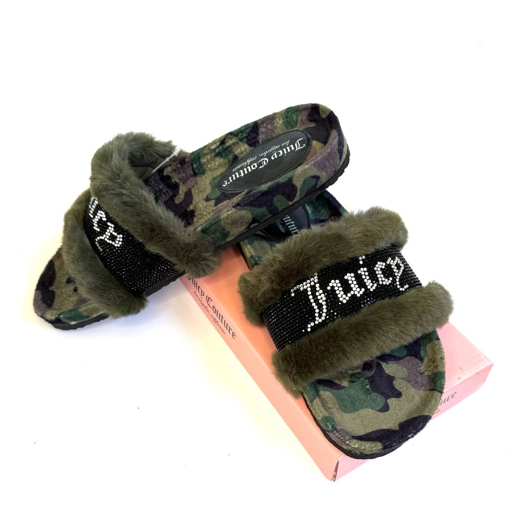 Juicy Couture Camouflage Fur‎ Slides - Picture 2 of 4
